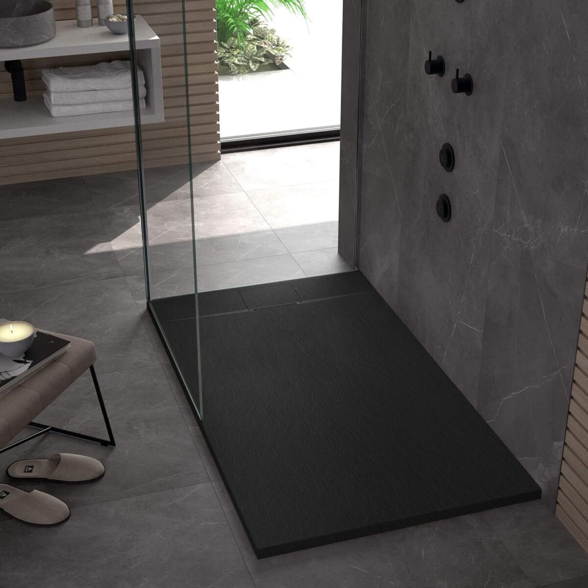 Cadita de dus Bazalt Black 80x120 - imagine 3