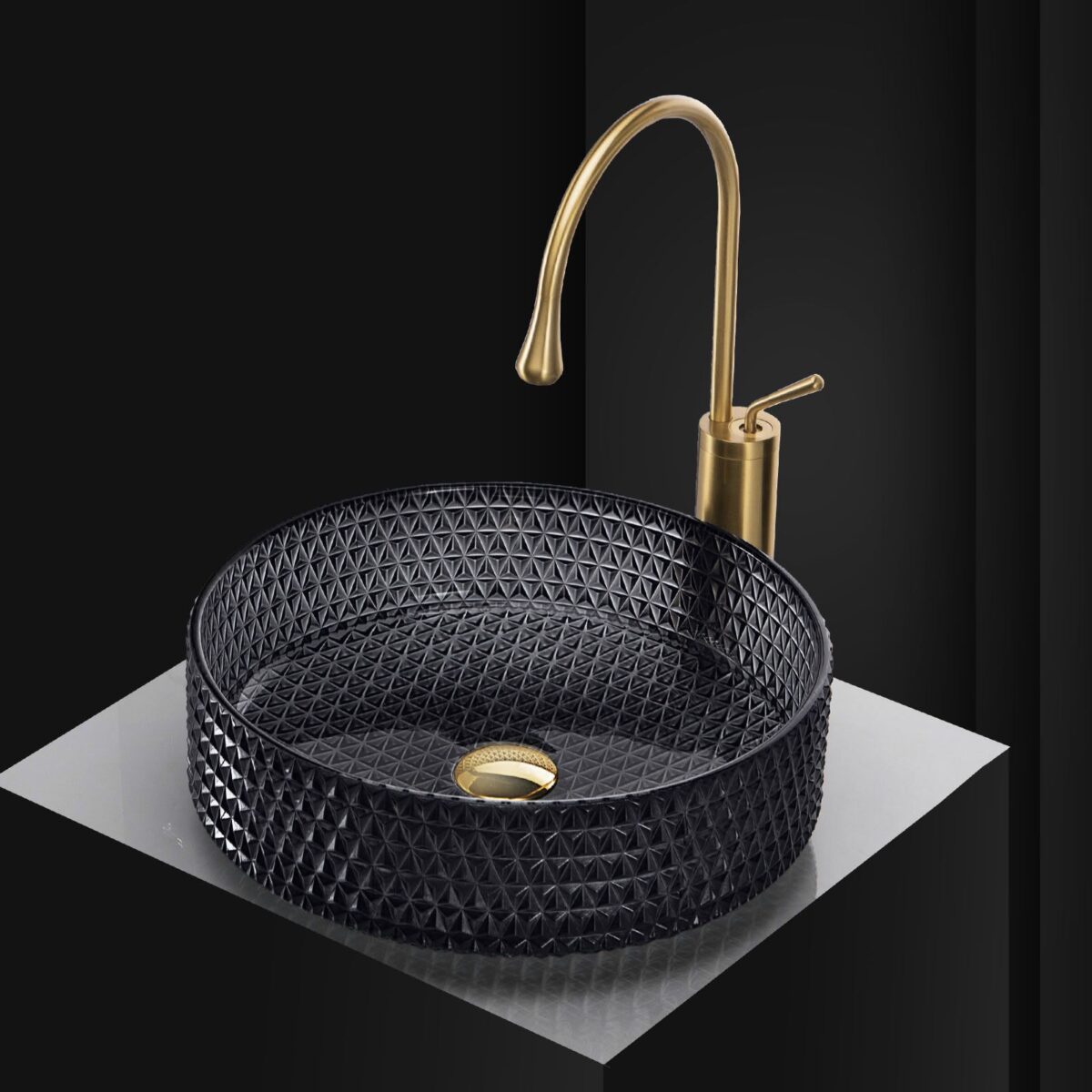 Lavoar pe blat Rea Cristal Black - imagine 3