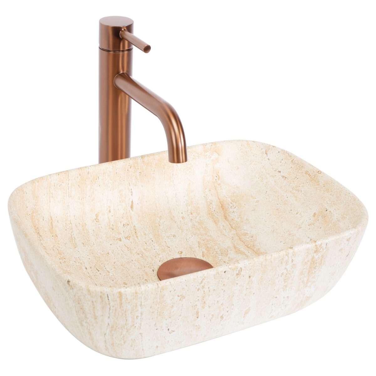 Lavoar pentru blat Rea BELINDA MINI TRAVERTINE MATT - imagine 4