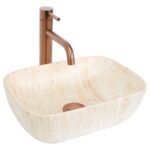 Lavoar pentru blat Rea BELINDA MINI TRAVERTINE MATT - imagine 4