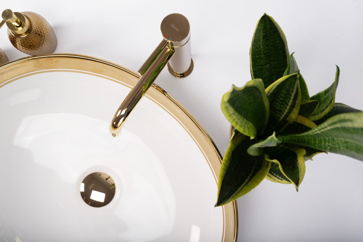 Lavoar pe blat Rea Margot White/Gold - imagine 2