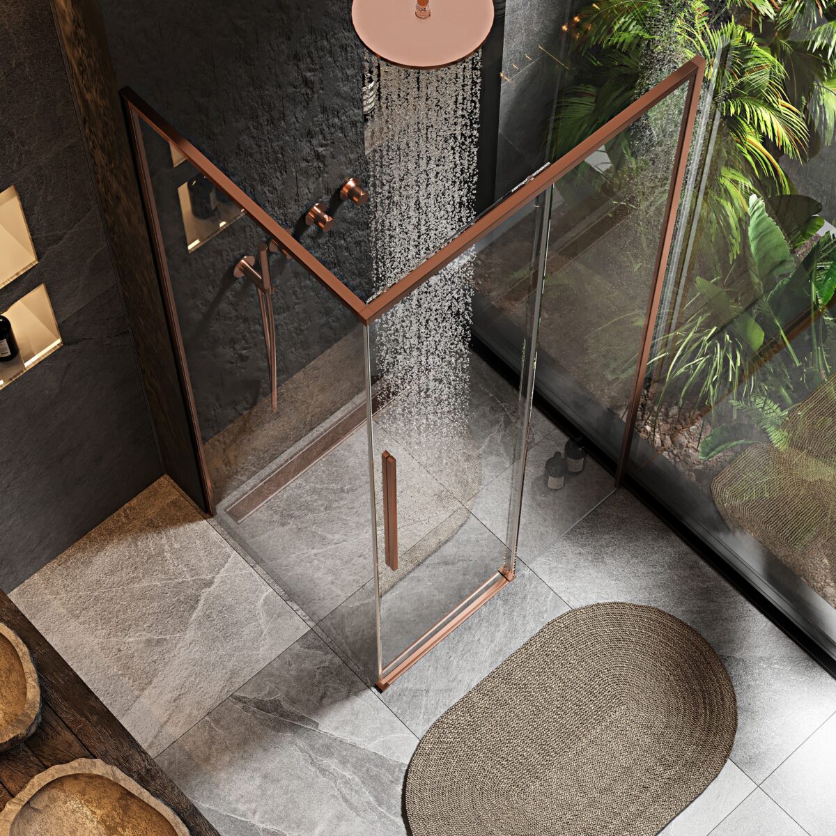 Cabina de dus SOLAR Copper Brush 90x90 cm - imagine 3
