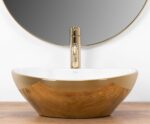 Lavoar pentru blat Rea Sofia Gold / Alb - imagine 4