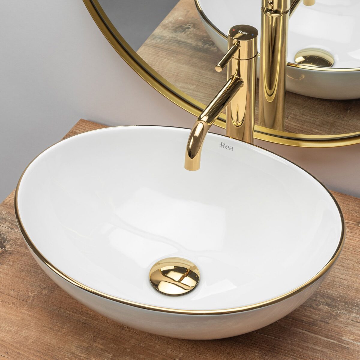 Lavoar pentru blat Rea Sofia Gold Edge - imagine 2