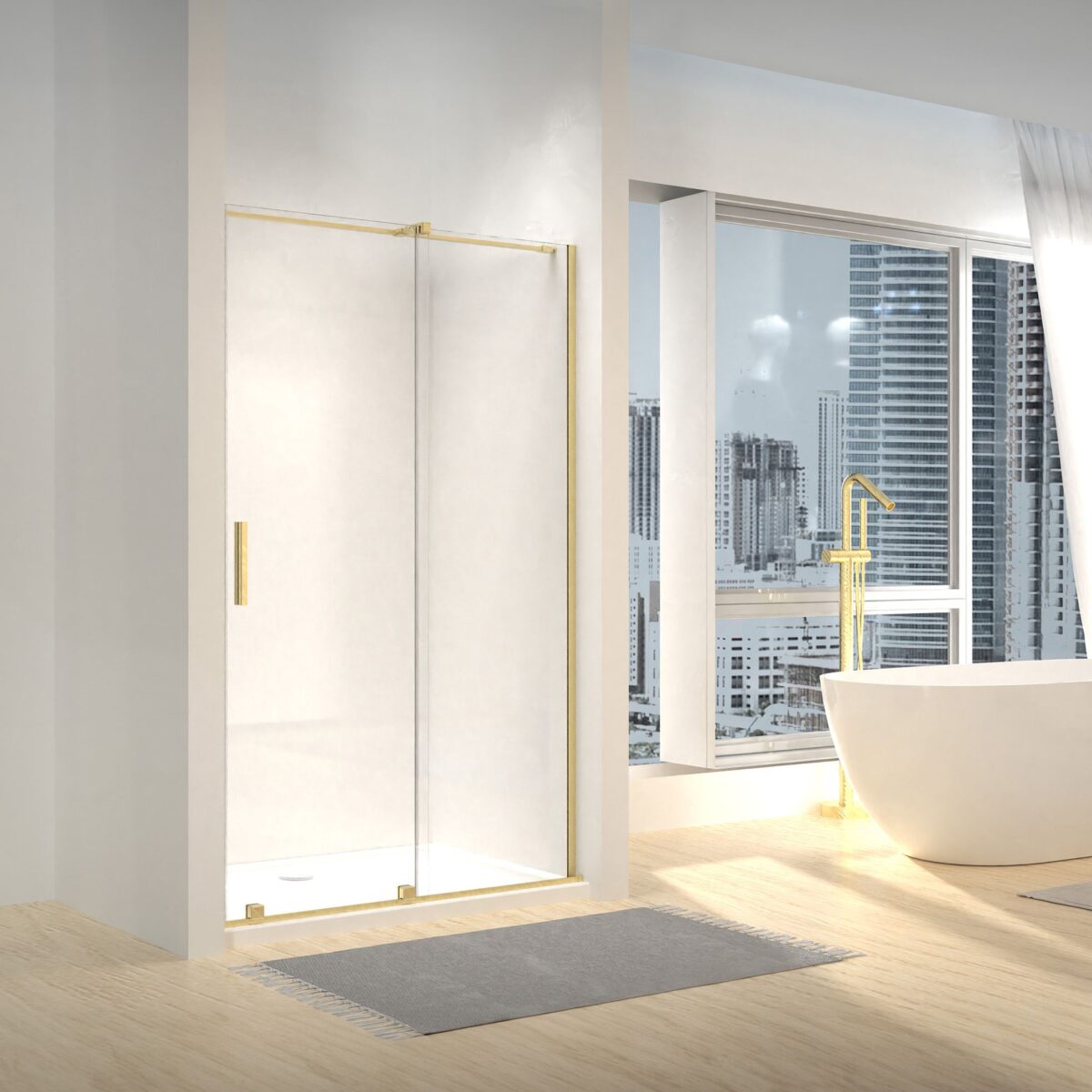 Ușă de duș Rea Montana 120 Gold brush - imagine 1