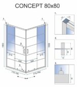 Cabina de dus Rea Concept Black 80x80 Negru - imagine 4