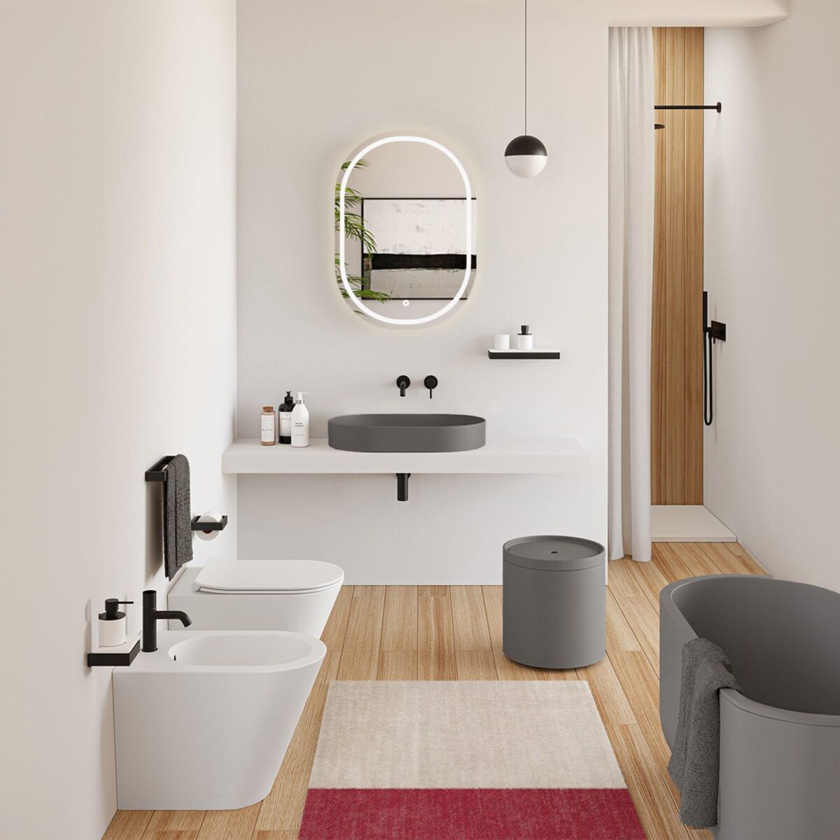 Lavoar pentru blat  IRIS 71 CM GREY MATT - imagine 5