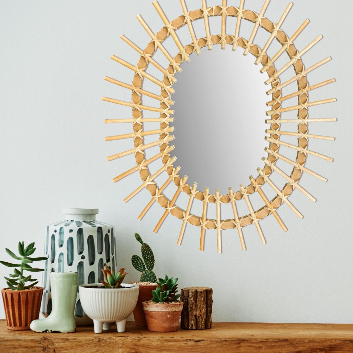 Oglinda perete Boho 57CM QDJ5749 - imagine 2