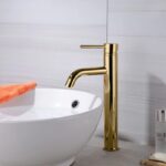 Baterie pentru lavoar Rea Lungo L.Gold Auriu inalta - imagine 2
