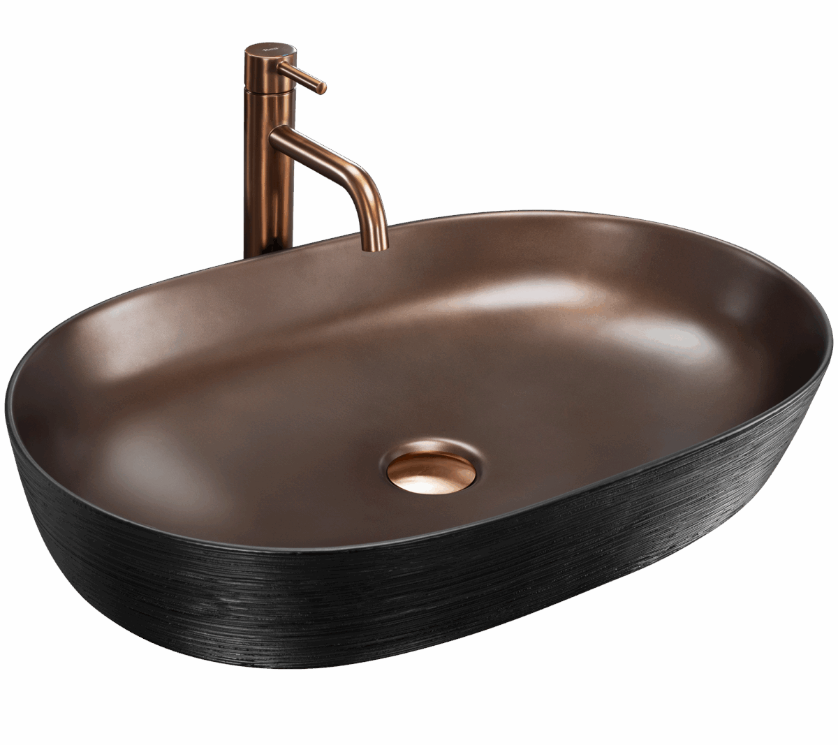 Lavoar ceramic pentru blat CLEO 61 Copper Bush / Black - REA - imagine 1