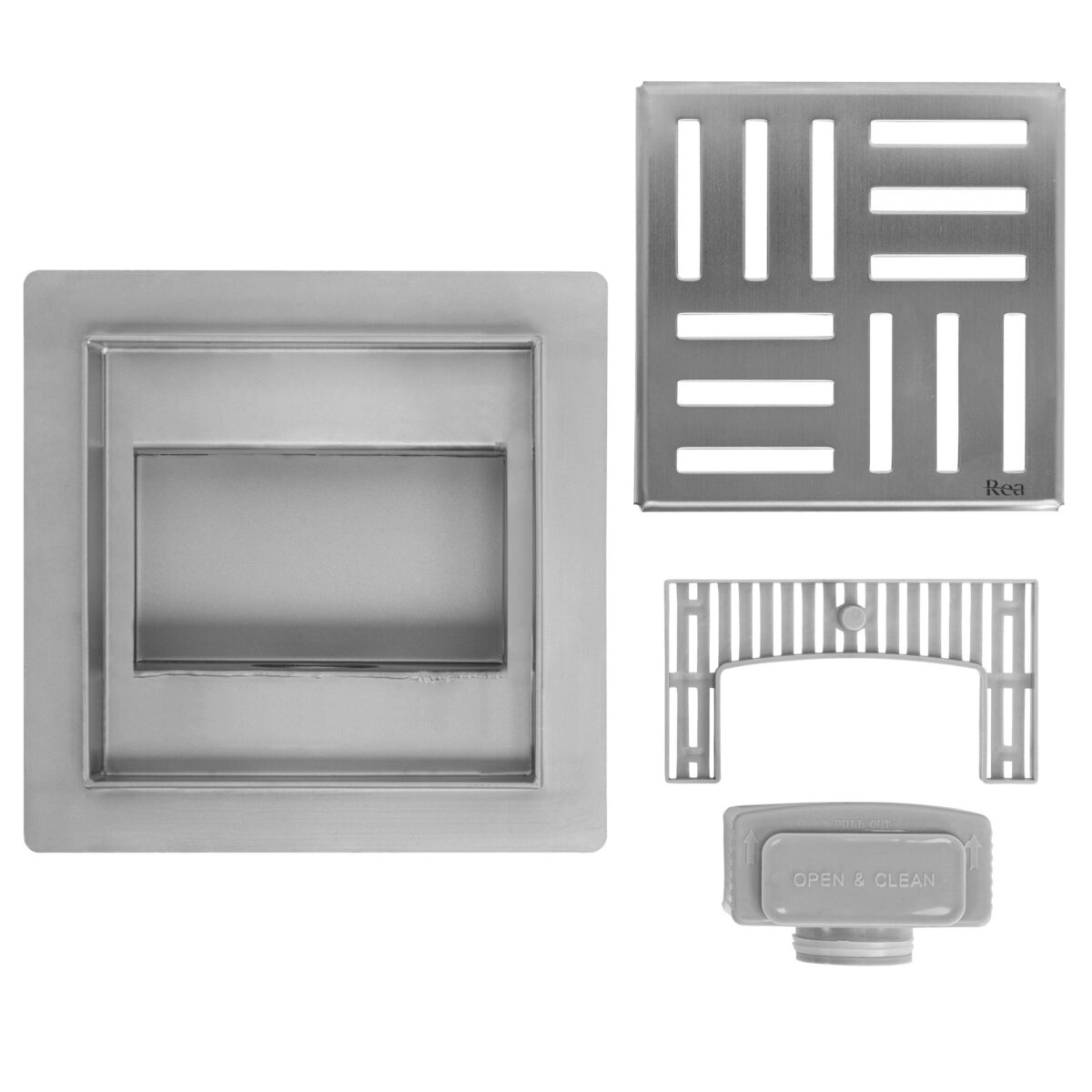 Rigola dus REA CROSS 150x150 Nickel Brush - imagine 4