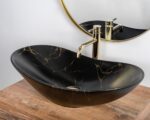Lavoar pentru blat Rea Royal 60 Black Marble Mat - imagine 4