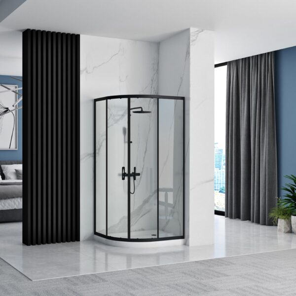 Cabina dus REA Look Black 90x90 + Cada de duș Look White