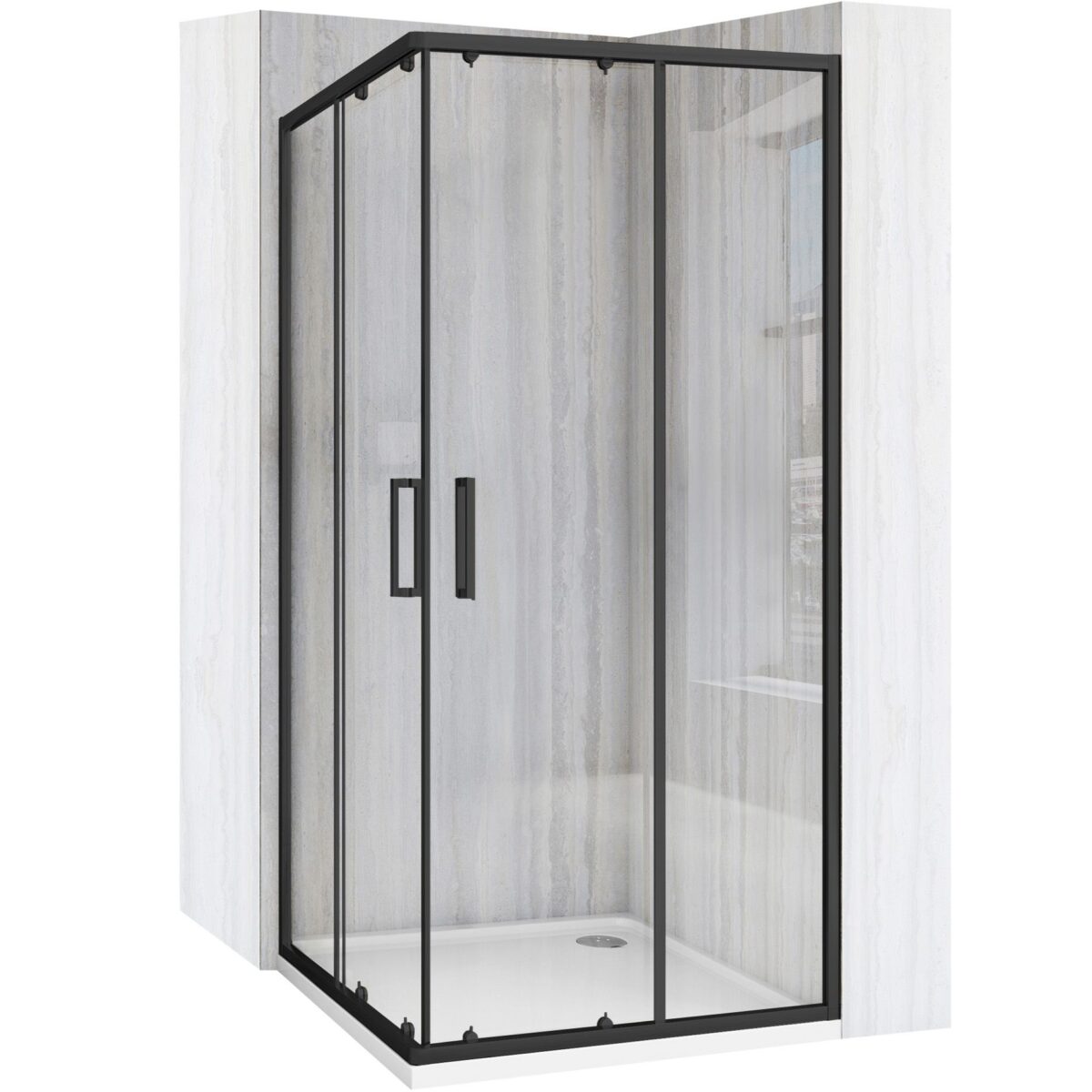 Cabina de dus Rea City 80x80 cm Black - imagine 1