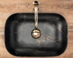 Lavoar pentru blat Rea Belinda Black Marble Mat - imagine 3