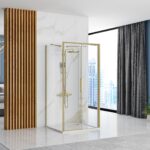 Cabina de dus de perete REA Rapid Slide  Brush Gold