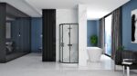 Cabina dus REA Look Black 90x90 + Cada de duș Look White - imagine 2