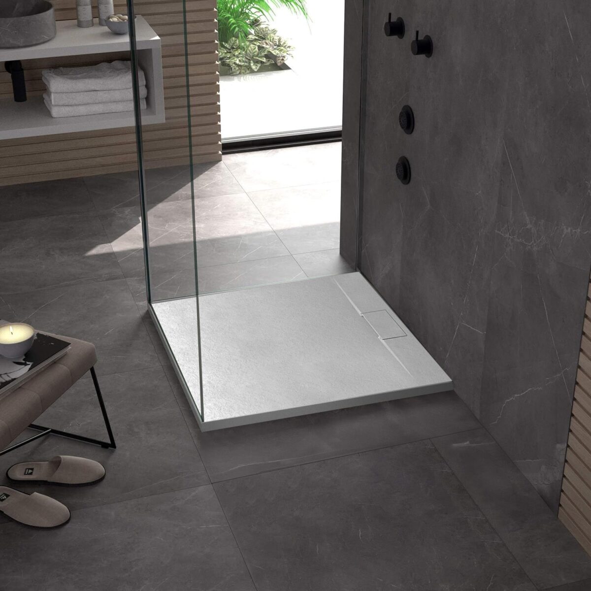 Cadita de dus Bazalt White 90x90 - imagine 3