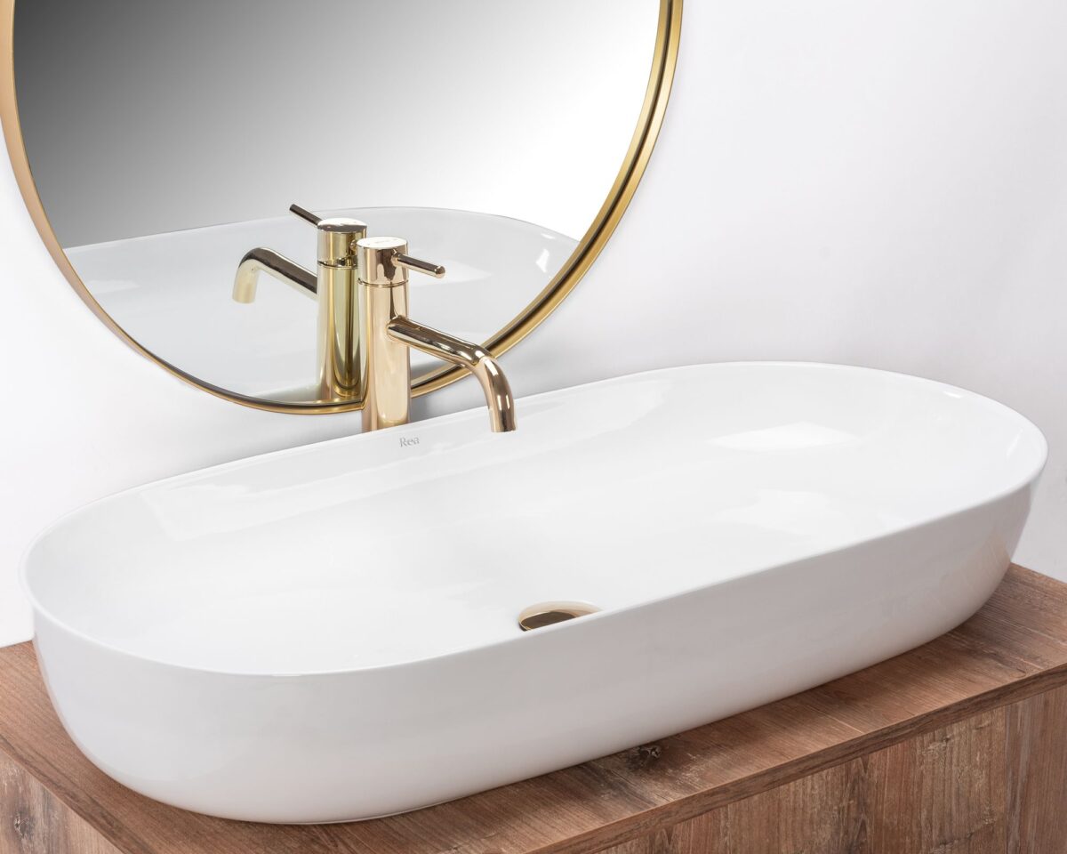Lavoar pentru blat Rea CLEO 81 White - imagine 2