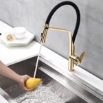 Baterie de bucătărie Rea Castor Auriu gold 2 moduri de curgere - imagine 4