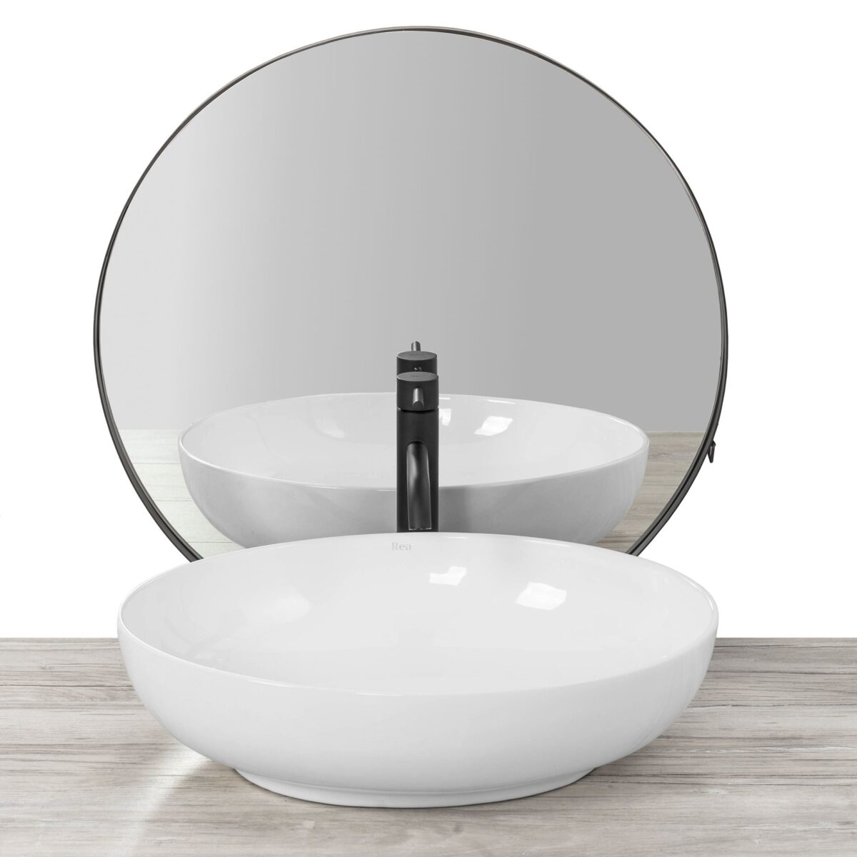 Lavoar pentru blat Rea Carola Slim Alb lucios - imagine 2
