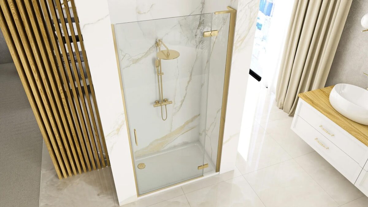 Ușă de duș Rea Hugo 90 Gold Brush + profil - imagine 4