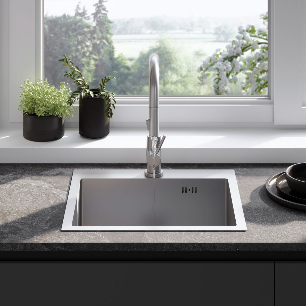 Chiuvetă inox Leo 50 BRUSH NICKEL - imagine 2
