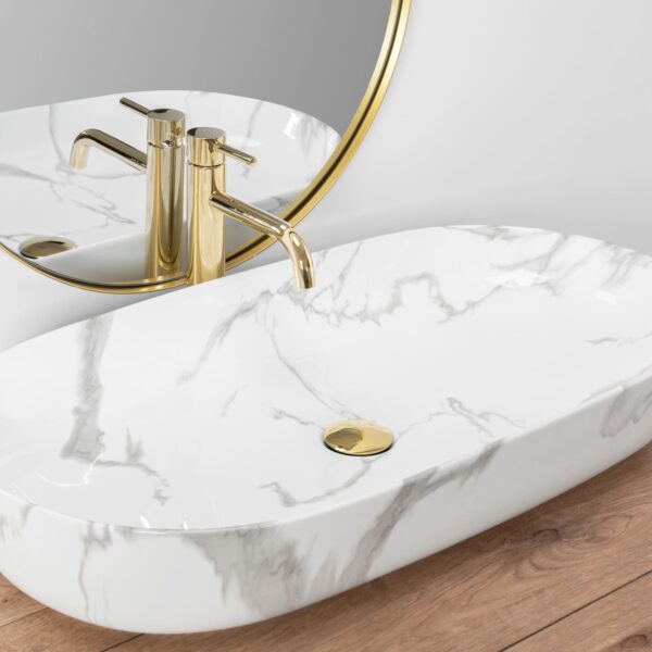 Lavoarul REA CLEO 81 Shiny Marmo din ceramică