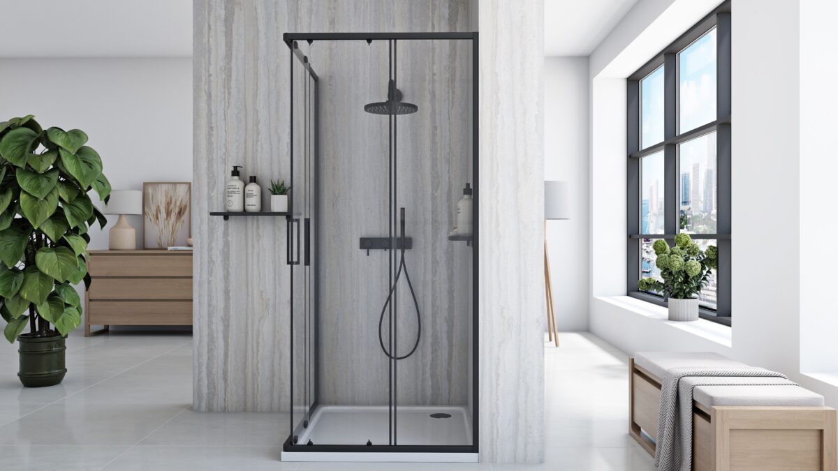 Cabina de dus Rea City 80x80 cm Black - imagine 4