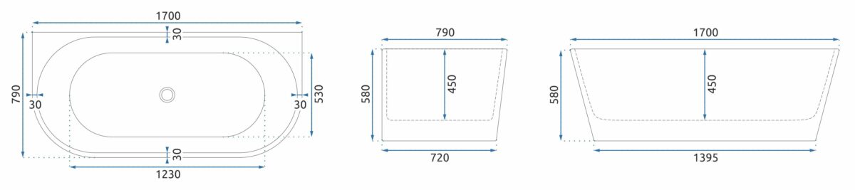 Cada din acril freestanding OLIMPIA 170cm - imagine 6