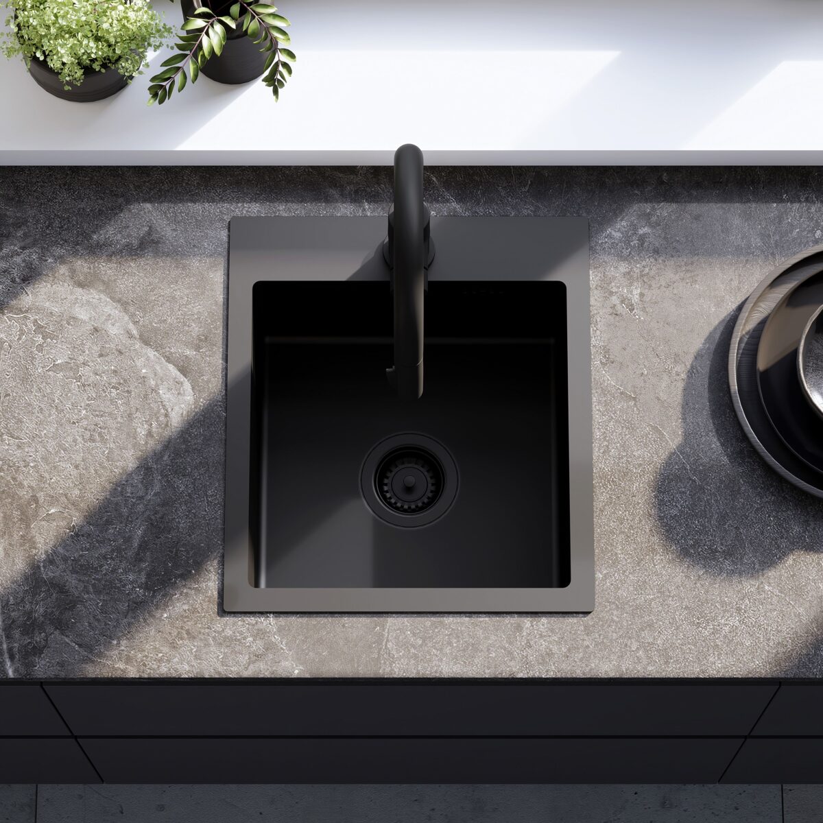 Chiuvetă inox Leo 40 Black - imagine 3