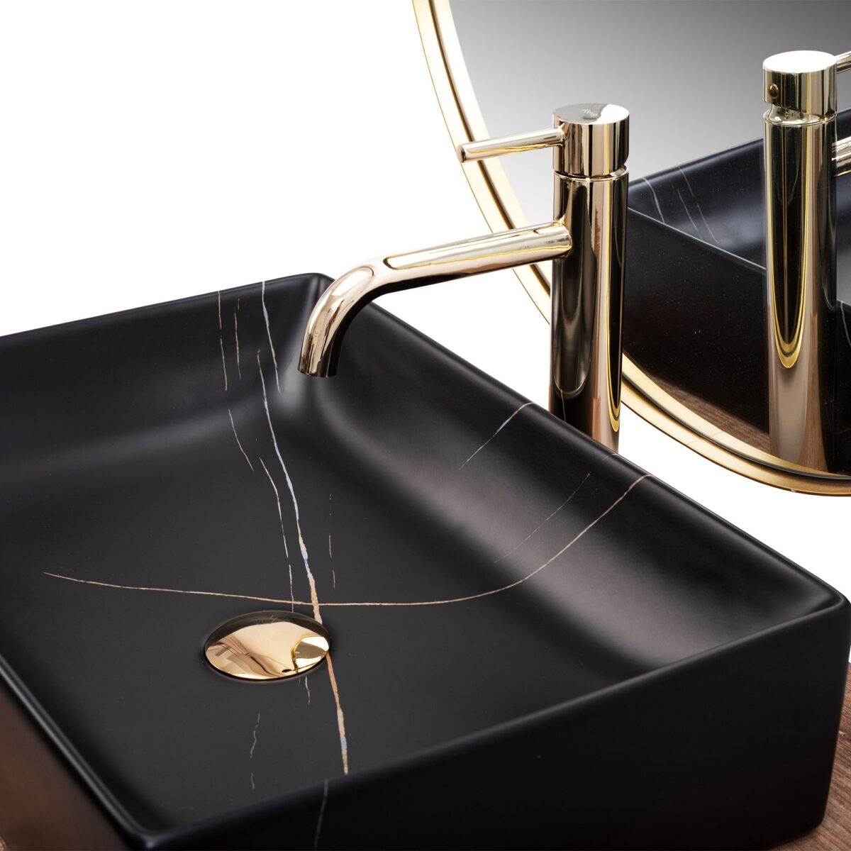 Lavoar pe blat Rea Inga Black Marble Mat - imagine 7