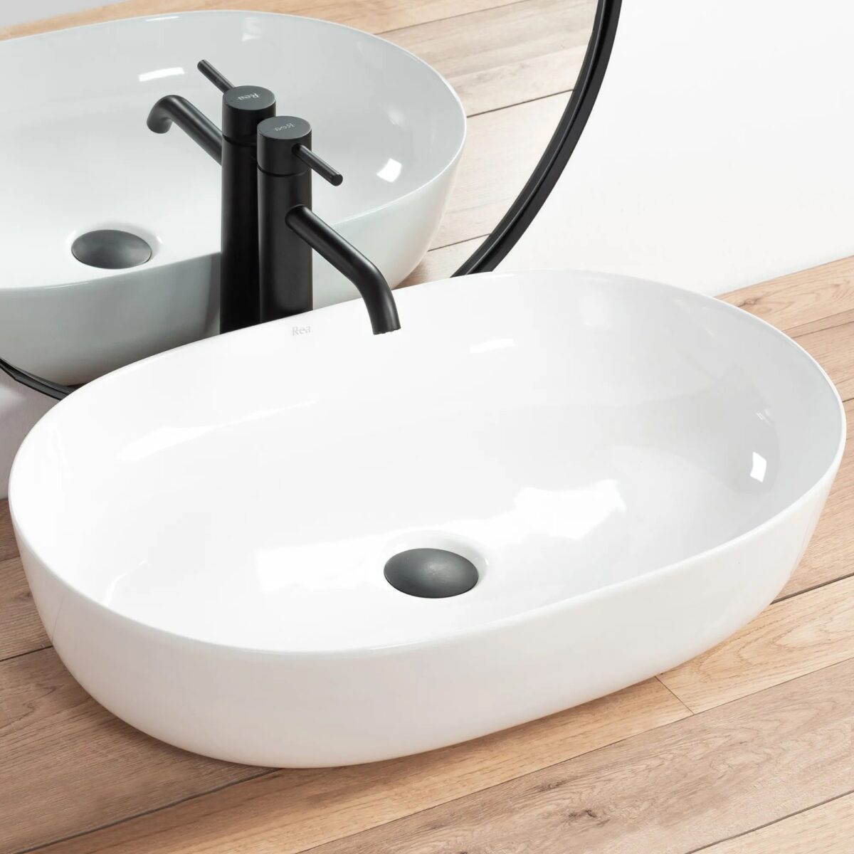 Lavoar ceramic pentru blat CLEO alb - REA - imagine 1