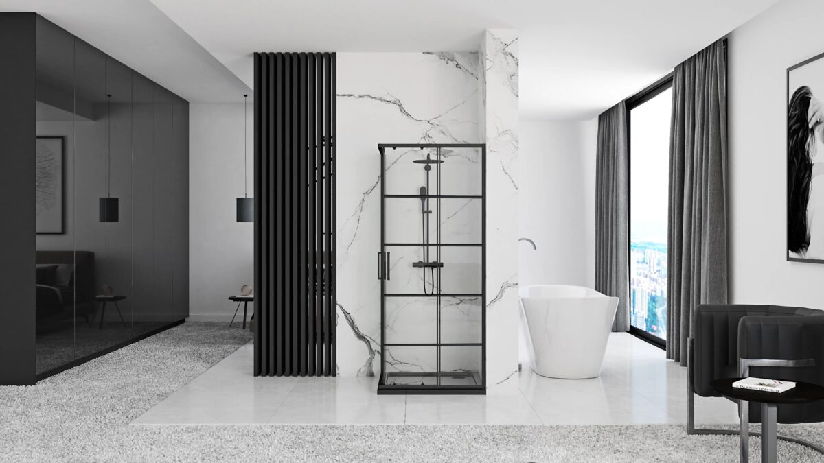 Cabina de dus Rea Concept Black 80x80 Negru - imagine 3