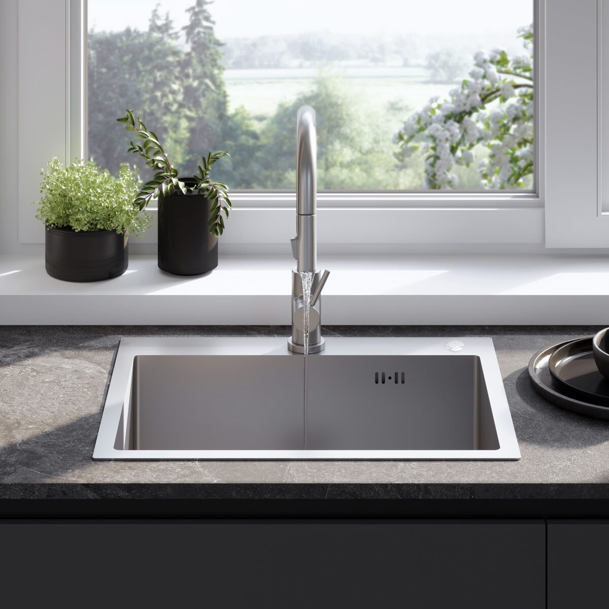 Chiuvetă inox Liam BRUSH NICKEL - imagine 3