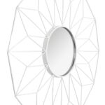 Oglindă geometrică albă 58 cm
