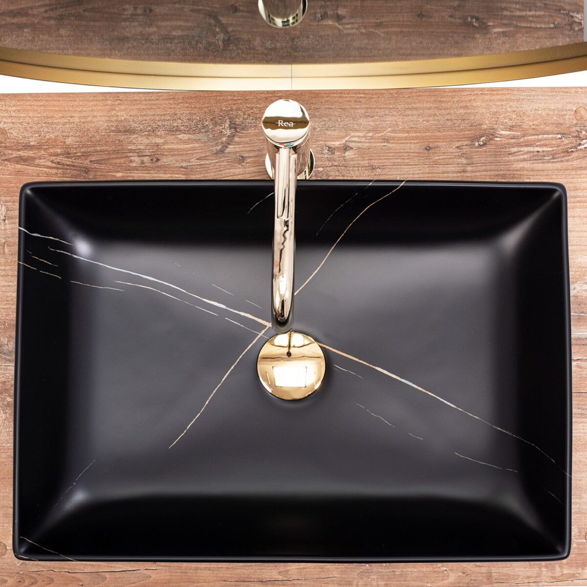 Lavoar pe blat Rea Inga Black Marble Mat - imagine 3