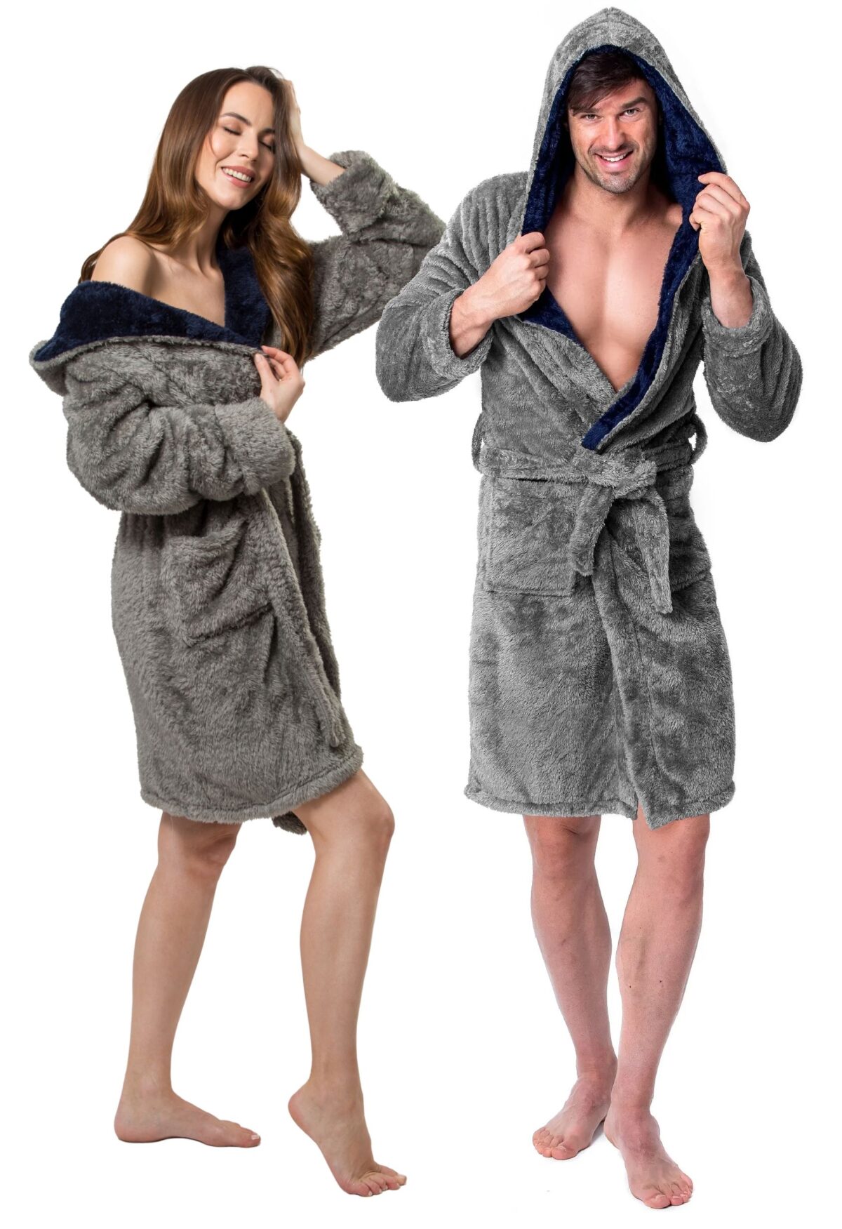Halat de baie Jordan Grey-Navy M - imagine 5