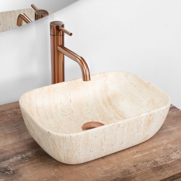 Lavoar pentru blat Rea BELINDA MINI TRAVERTINE MATT