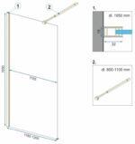 Paravan de dus Rea Aero Auriu 120 Walk In - imagine 4