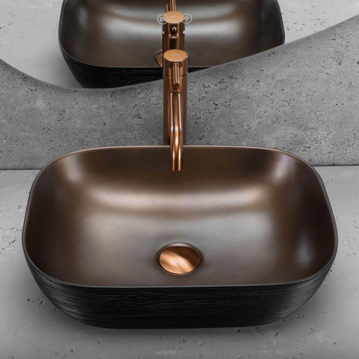 Lavoar pe blat Rea Belinda COPPER BRUSH / Black - imagine 3