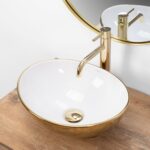 Lavoar pentru blat Rea Sofia Gold / Alb - imagine 2