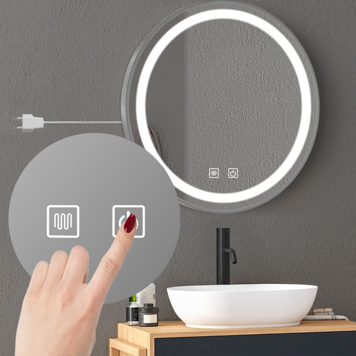 Oglindă LED 60cm MMJ BRUSH SILVER - imagine 2