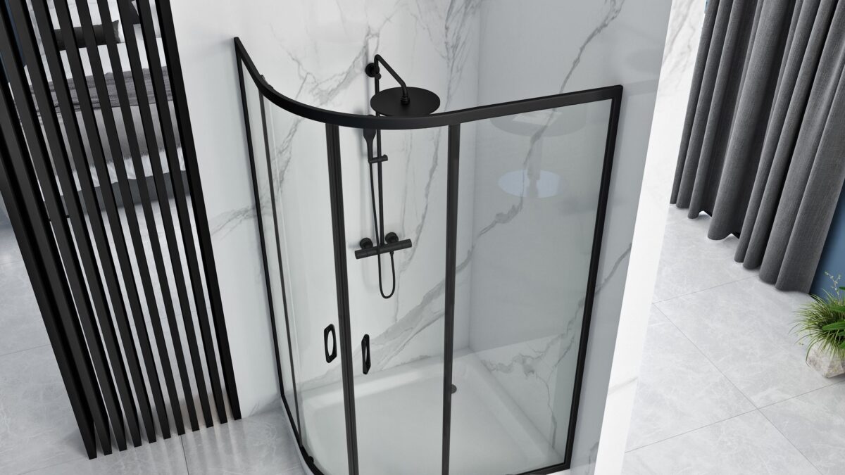 Cabina dus REA Look Black 80x100 + Cada de duș Look White - imagine 3
