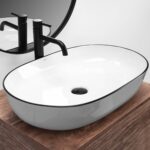 Lavoar ceramic pentru blat Rea CLEO white Black edge