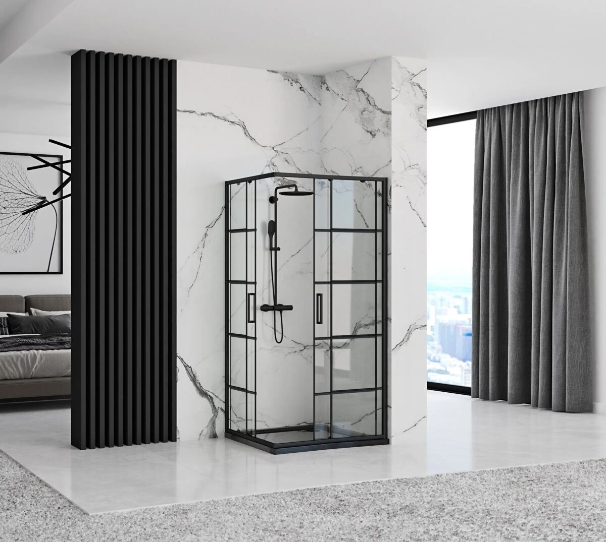 Cabina de dus Rea Concept Black 80x100 - imagine 2