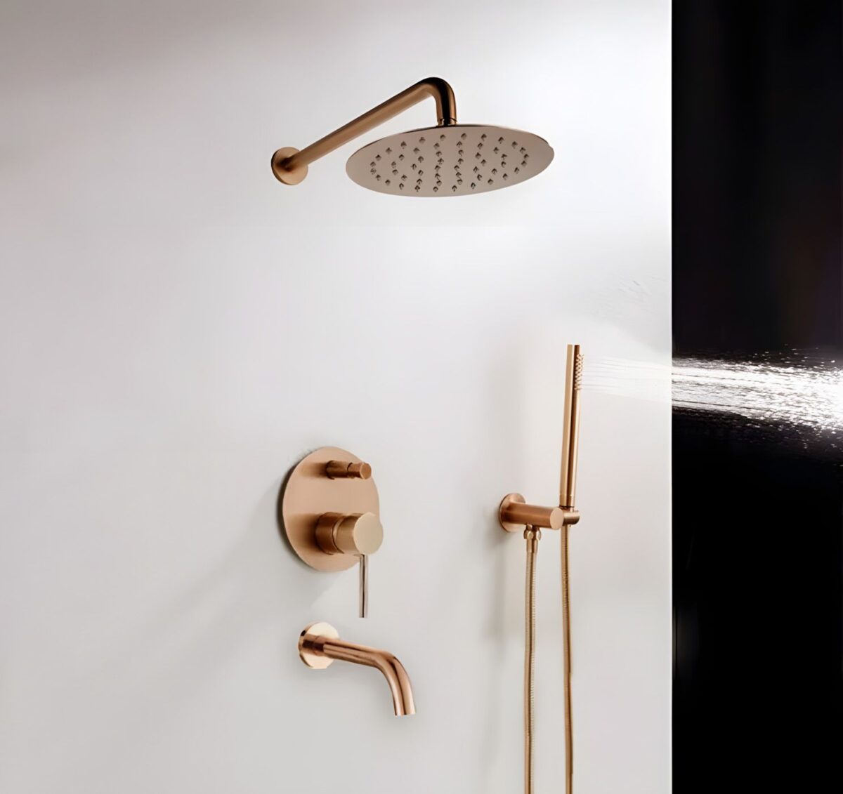 Set de duș incastrat Rea Lungo Copper Auriu cu BOX - imagine 1