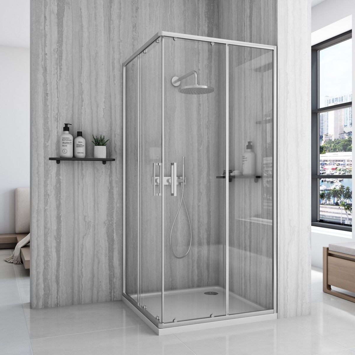 Cabină de duș Rea City 90x90 cm Nickel Brush - imagine 1