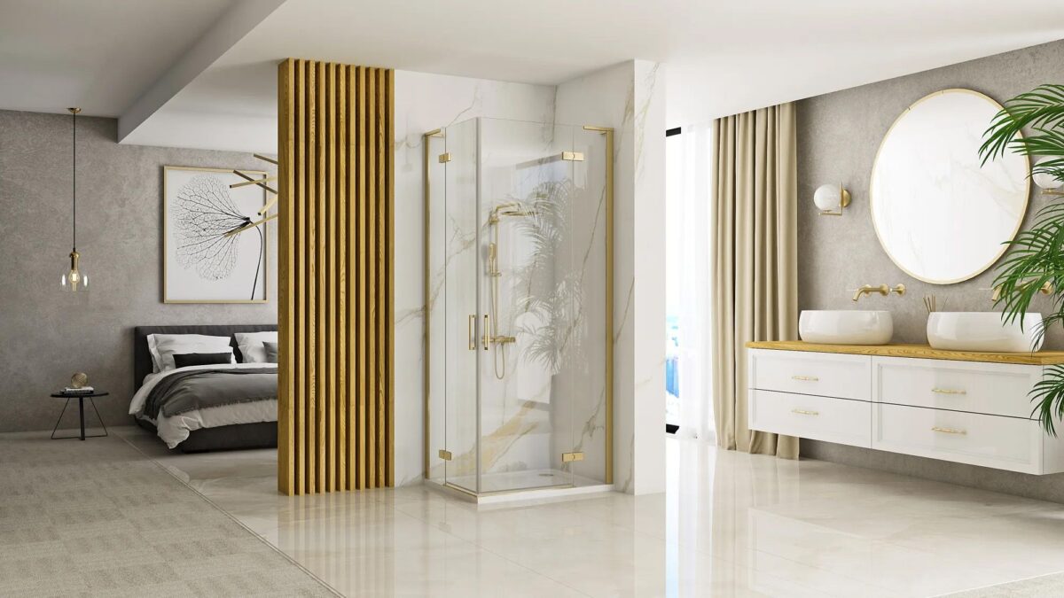 Cabina dus REA Hugo Gold Brush 80x100 - imagine 1