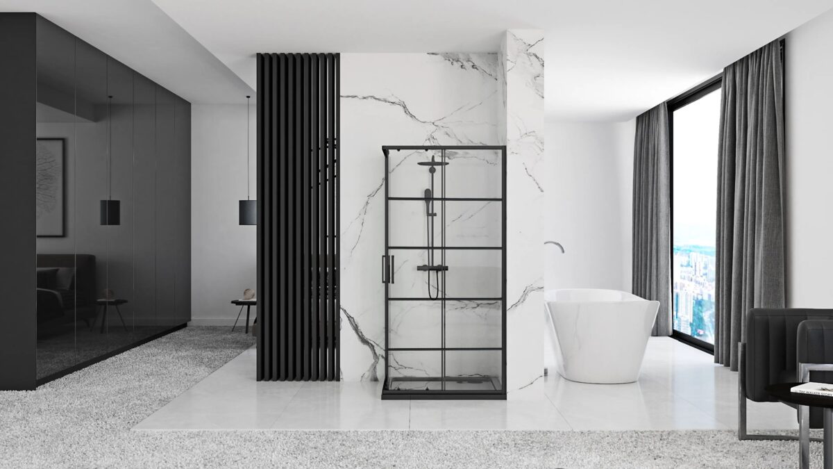 Cabina de dus Rea Concept Black 80x100 - imagine 3